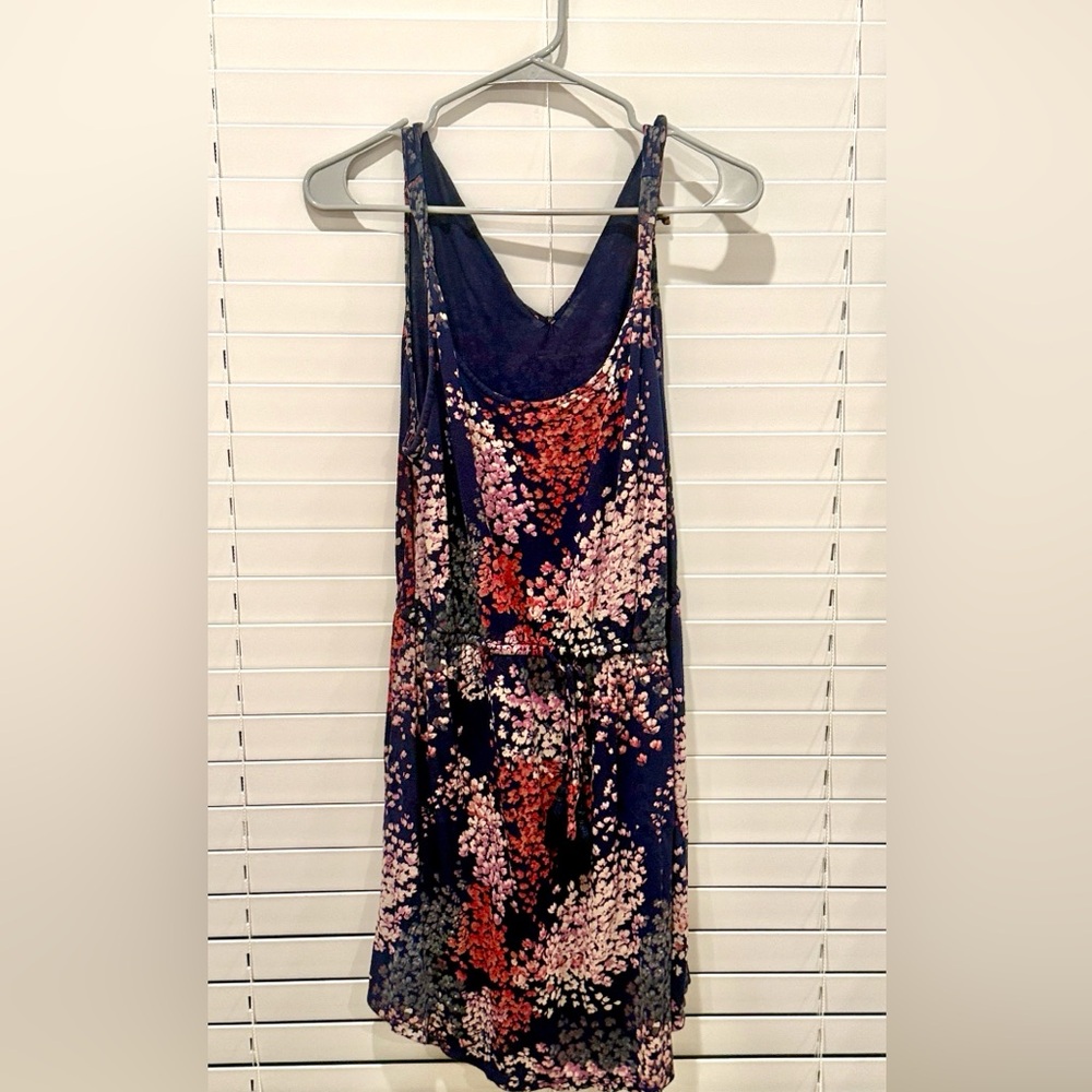 Lucky Brand Backless Floral Dress - Navy and Pink